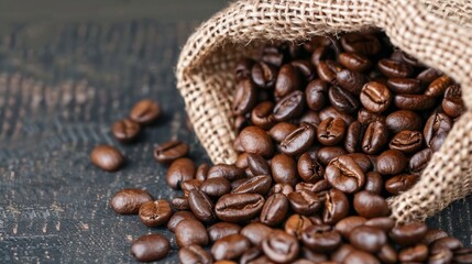 Fototapeta premium freshly roasted coffee beans in a bag