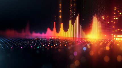 Fototapeta premium An abstract technology background blends digital data elements with bokeh lights, emphasizing the fusion of tech and aesthetics.