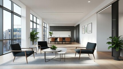 Fototapeta premium Compact office rental in a mixed-use development, office rental location, convenience and flexibility in a growing area
