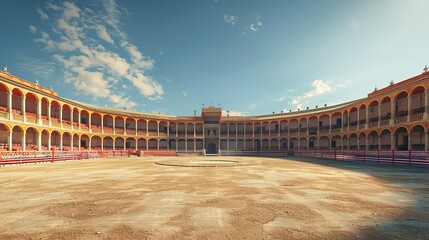 Empty traditional Spanish bullring arena for bullfighting