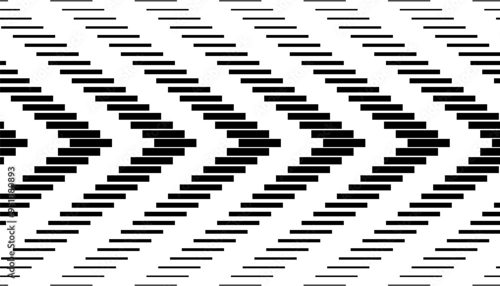 Poster black and white seamless arrows pattern. transition effect of sharp arrows. vector illustration