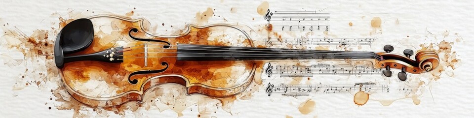 Obraz premium Whimsical Abstract Violin Squirrel with Musical Notes: AI-Generated 3D Render for Creative Marketing. Playful Animal Art Meets Music Festival Vibes in Unique UI Design. Perfect for Party Posters, Pet 