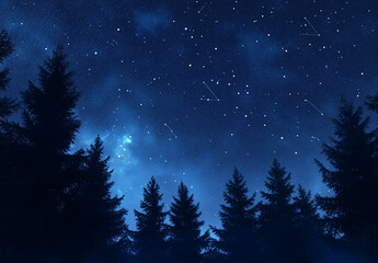 Fototapeta premium Starry Night Sky Over Forest Canopy