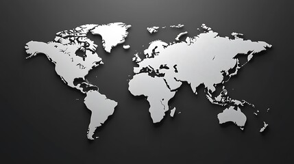 3D World Map on Black Background: Another version of a 3D world map on a black background, focusing on global visualization. © Raitalinn