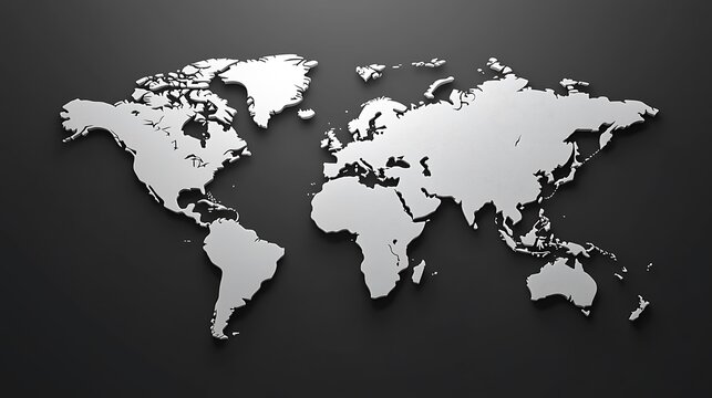 Fototapeta 3D World Map on Black Background: Another version of a 3D world map on a black background, focusing on global visualization.