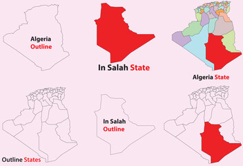 Obraz premium In Salah map vector of Algeria, In Salah line map, In Salah with city map, In Salah outline map