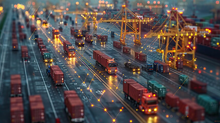 Fototapeta premium Seamless global transportation network in action