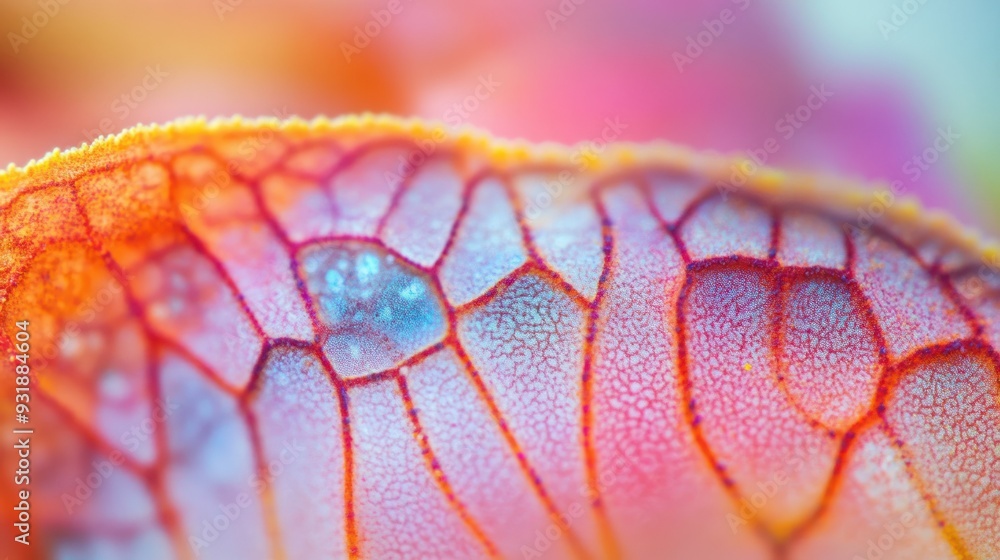 Sticker Close-up of a Flower Petal's Intricate Veins and Texture