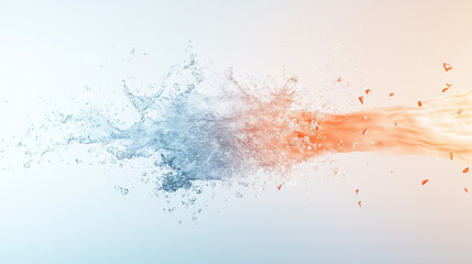 Cool lines and and waves background abstract only orange and light blue, 3d elements, splash coming to front, explosion in center.