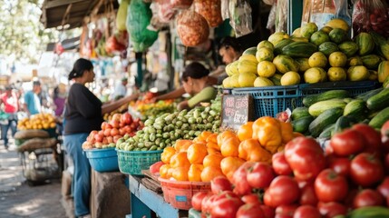 Obraz premium Fresh Produce for Sale at an Outdoor Market