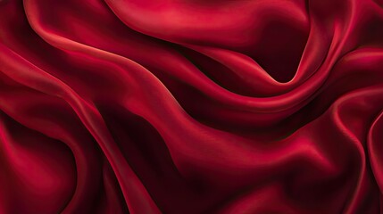 Obraz premium Close-up shot of smooth, luxurious red fabric with soft, flowing folds.