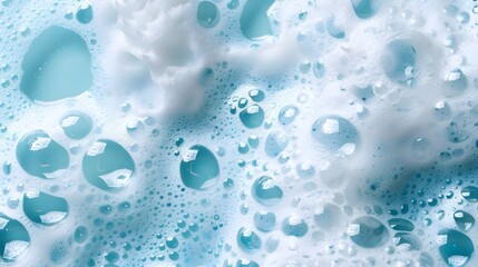 Close-up of Blue Liquid with Bubbles and Foam