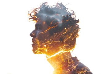 Electric Mind Concept: Silhouette of Man with Lightning