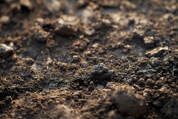 Close-Up of Rich, Textured Soil with Natural Elements