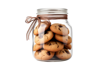 glass jar filled with homemade cookies, warm and inviting, isolated on white background
