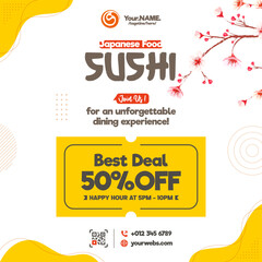 Obraz premium Sushi restaurant square flyer template