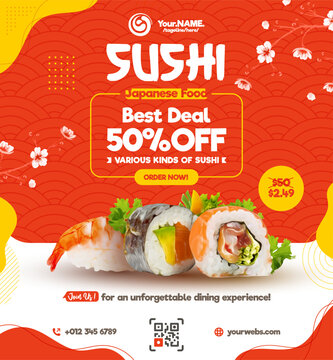 Sushi restaurant, Japanese various kinds of sushi