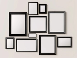 Black picture frames on a wall