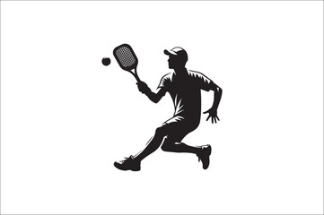 Pickleball player silhouette. Pickleball player vector silhouette on white background. Pickleball player vectore illustration. Pickleball player silhouette bundle.