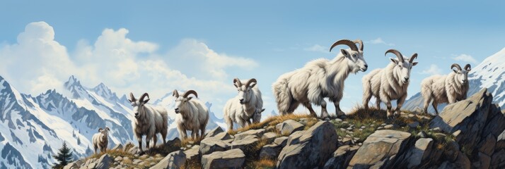 Cliffside Agility. Mountain Goats in the Rockies Banner Design