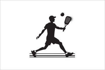 Obraz premium Pickleball player silhouette. Pickleball player vector silhouette on white background. Pickleball player vectore illustration. Pickleball player silhouette bundle.