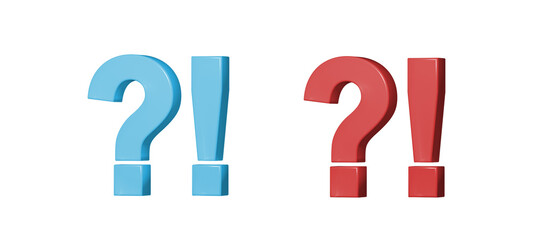 Red and blue exclamation point and surprise mark cutout	