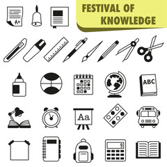 Obraz premium School interface. Festival of knowledge. School and education icons design, thin line.
