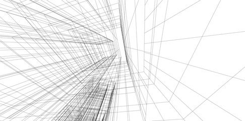 Architectural drawing on white background vector illustration