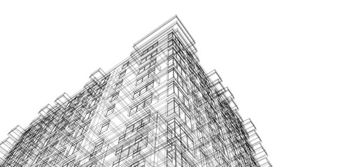 Architectural drawing on white background vector illustration