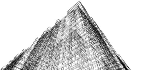 Architectural drawing on white background vector illustration