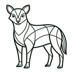 illustration of a fox, wolf isolated on white, animal outline.