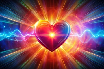 A beating heart intertwined with life's source, pulsing with vibrant colors, an ethereal glow, and warmth, fostering a deep sense of connection.
