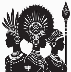 Group of Mia mythology woman vector silhouette art