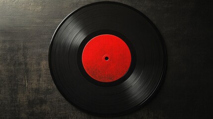 Black vinyl record with red disc