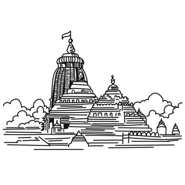 Jagannath temple puri odisha,(Orissa) India vector illustration or sketch