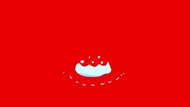 Water cartoon bath wash shower stream redbox. Start and end. Isolated animation on red screen.