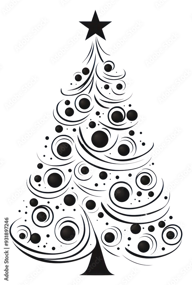 Poster png christmas white line tree.