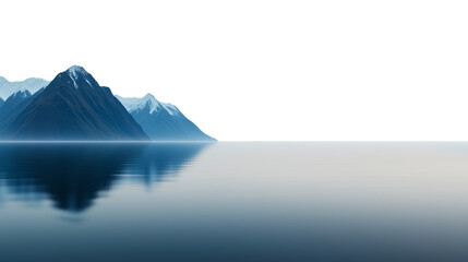 blue lake with reflection of mountains isolated on transparent background - Powered by adobe