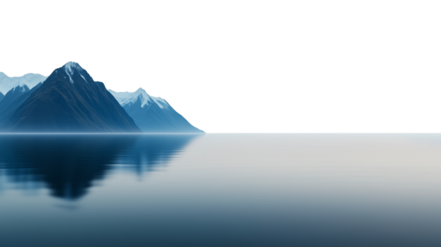 blue lake with reflection of mountains isolated on transparent background - Powered by Adobe
