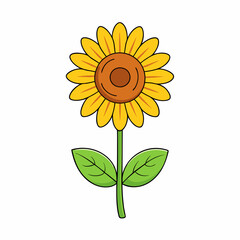 Sunflower isolated on white, sunflower vector illustration, sunflower plant vector art, sunflower plant silhouette, flowers icon, rose line art, eps