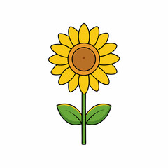 Sunflower isolated on white, sunflower vector illustration, sunflower plant vector art, sunflower plant silhouette, flowers icon, rose line art, eps