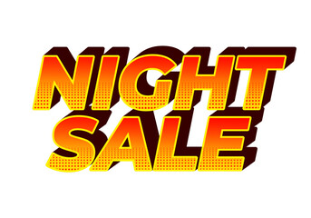 Night sale. Text effect design in 3D look with modern colors
