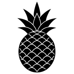 Silhouette pineapple fruit in black color.