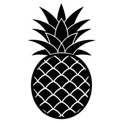 Silhouette pineapple fruit in black color.