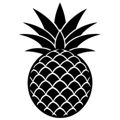 Silhouette pineapple fruit in black color.