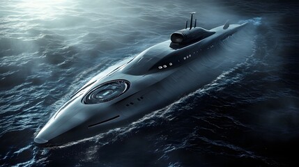 28. **A state of the art submarine with a streamlined shape
