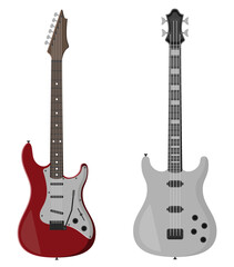 Obraz premium electric guitar musical instrument flat style vector illustration isolated on white background