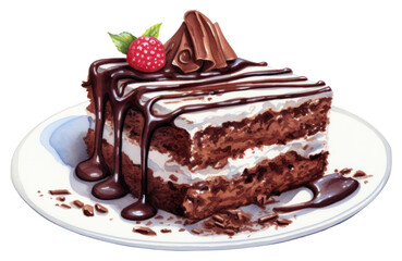 PNG Choccolate brownie cake plate dessert cream.