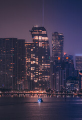 Obraz premium city skyline at night miami Florida downtown Brickell 