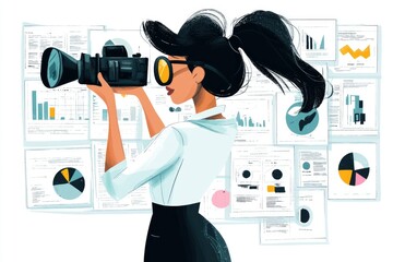 Businesswoman Capturing Data with a Camera